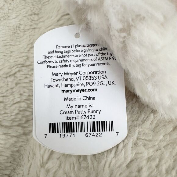 Mary Meyer Cream Putty Bunny White Plush Easter Spring Toy Lovey Stuffed Animal - Picture 4 of 5